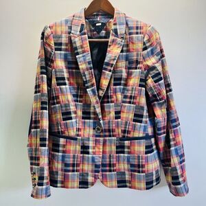 Tommy Hilfiger Multicolor One‎ Button Blazer w/ Elbow Patches Women's Size 10